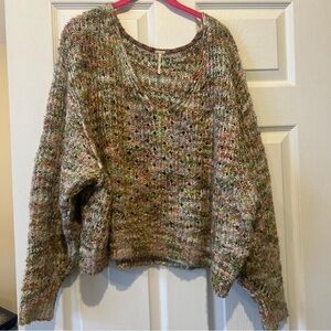 Free People Multicolor V-Neck Sweater